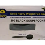 Sunset Extra Heavy Black Plastic Soup Spoons – 200 Count