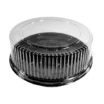 18" Round Black Catering Serving Tray with Clear Lid – 5 Ct