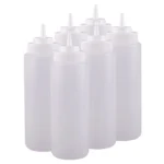 Clear Wide Mouth Squeeze Bottle – 32 oz (6 Pack)