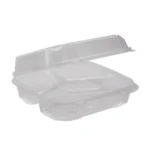 Pactiv SmartLock Clear Hinged Plastic Container – 8×8 Inch, 3 Compartment (200 Count)