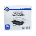 Sunset 24 oz Rectangular Microwaveable & Reusable Food Containers with Lid (150 Count)