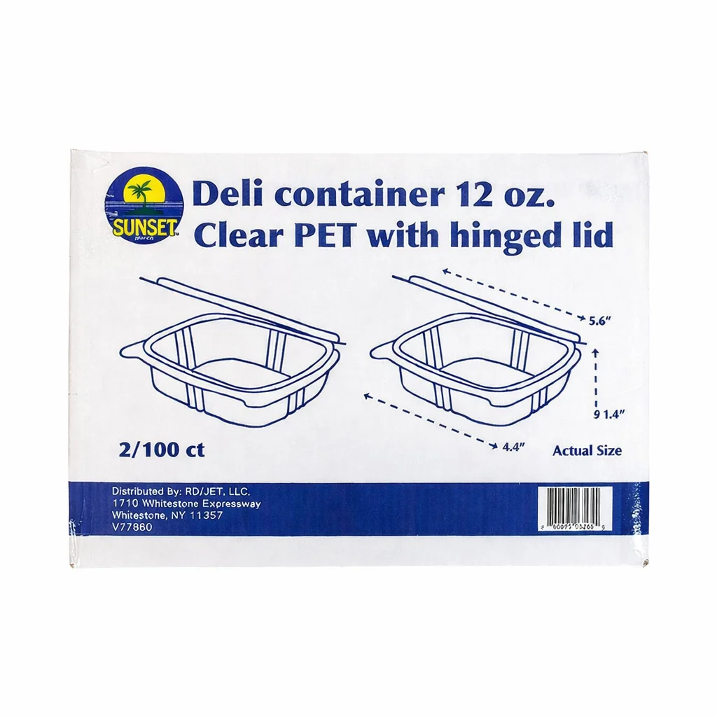 Sunset Clear Hinged Deli Container – 12 oz (200 Count) disposableproducts.net Sunset Clear Hinged Deli Container – 12 oz (200 Count) - Image 1