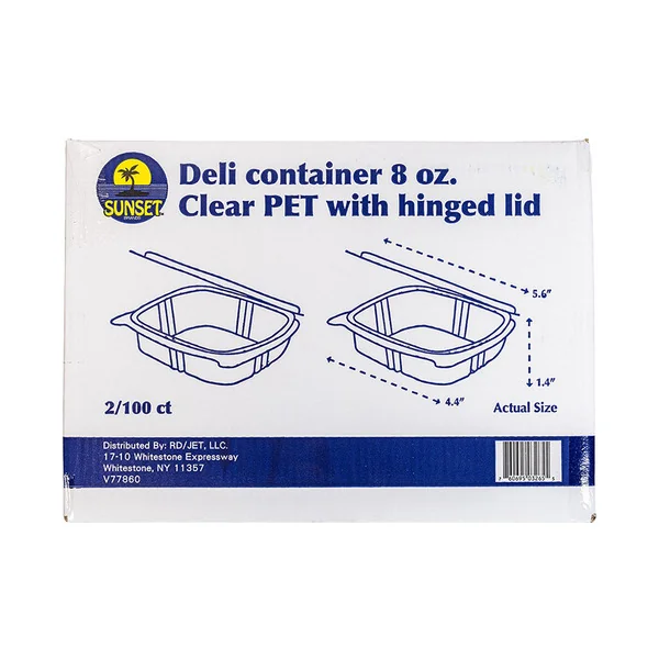 Sunset Clear Hinged Deli Container – 8 oz (200 Count) disposableproducts.net Sunset Clear Hinged Deli Container – 8 oz (200 Count) - Image 1