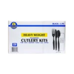 Sunset Heavy Duty Black 6-Piece Cutlery Kit – 250 Count
