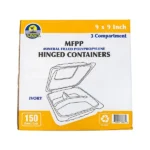 Sunset Hinged Container 9×9 – 3 Compartment (150 Count)