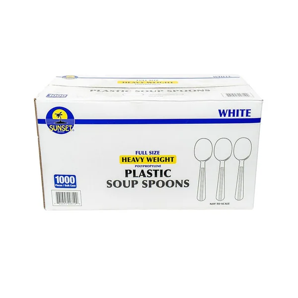 Sunset White Heavy Weight Plastic Soup Spoons – 1000 Count disposableproducts.net Sunset White Heavy Weight Plastic Soup Spoons – 1000 Count - Image 1